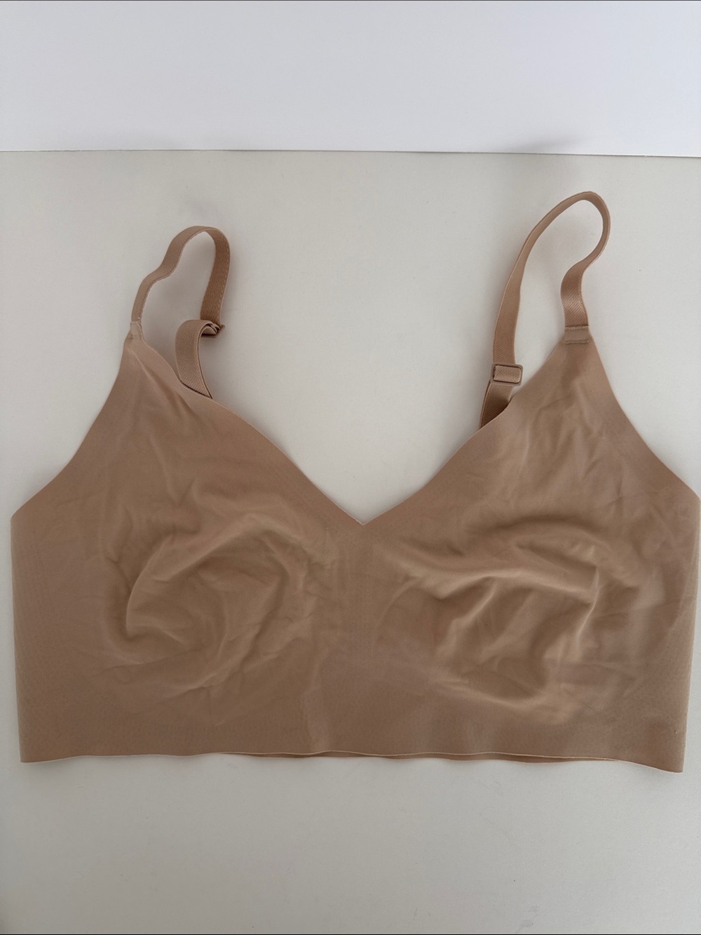 TRUE & Co. Soft Tan No Underwire Sleeping Bra Size L *NO PADS
